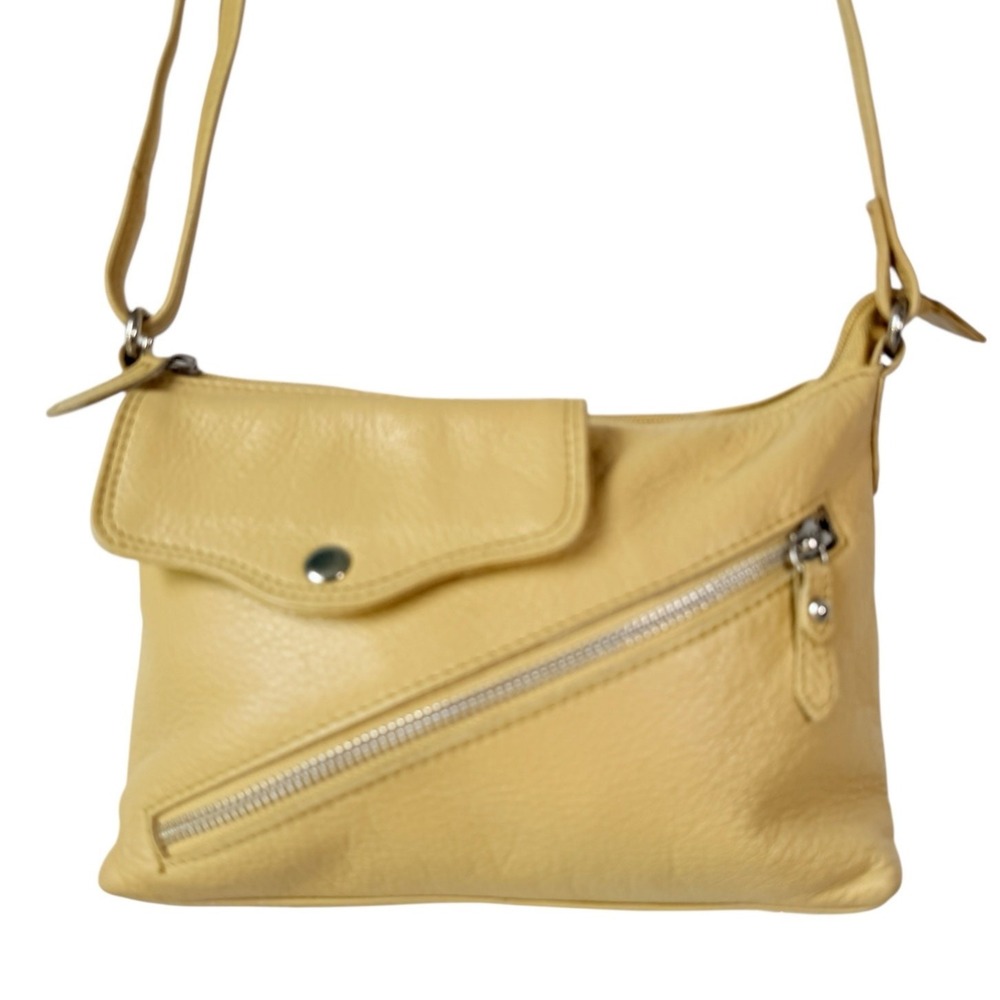 Great American Leather Works Crossbody Bag Women Small Yellow Pebbled Leather